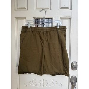 Pact Olive Green Cargo Shorts Elastic Waist Drawstring Organic Cotton Size Large